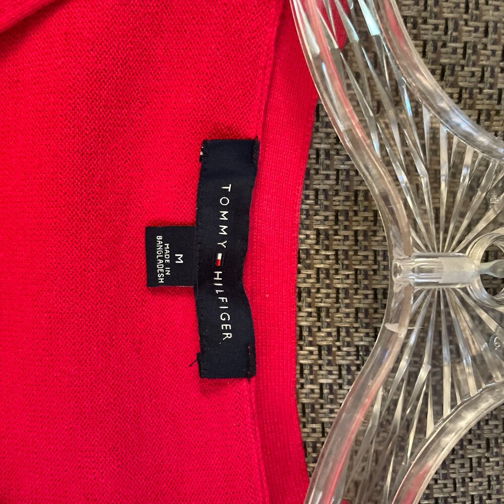 Tommy Hilfiger Argyle Cotton Golf Sweater Red and White - Medium - Picture 6 of 8